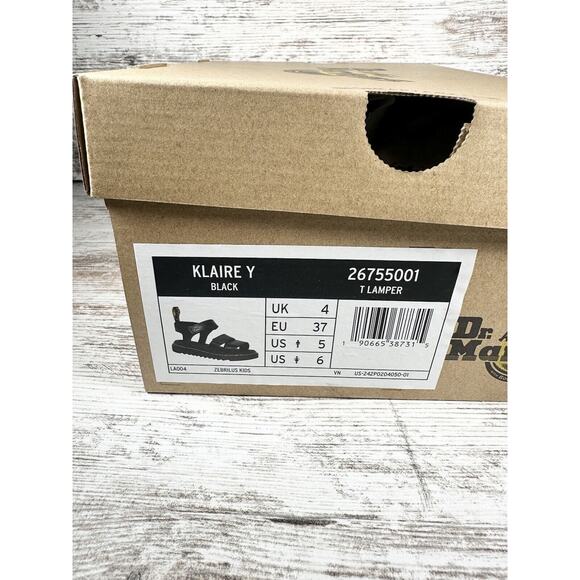 NEW Youth Dr. Martens Klaire Y Black Strappy Sandals Sz 5 - Picture 12 of 12